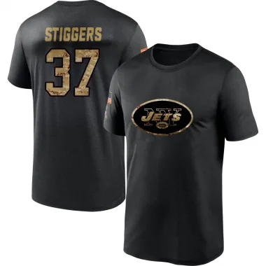 Black Men's Qwan'tez Stiggers New York Jets 2020 Salute To Service Performance T-Shirt