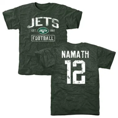 Green Men's Joe Namath New York Jets Distressed T-Shirt