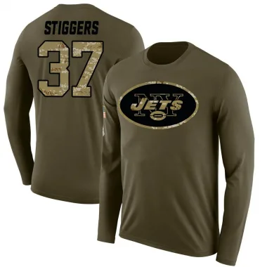 Olive Men's Qwan'tez Stiggers New York Jets Salute to Service Sideline Long Sleeve T-Shirt